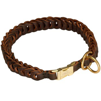 Swiss Mountain Dog Leather Collar Braided Design