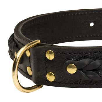 Swiss Mountain Dog Wide Leather Collar with D-ring