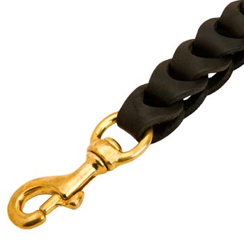 Braided Swiss Mountain Dog Leather Leash with Gold-like Snap Hook