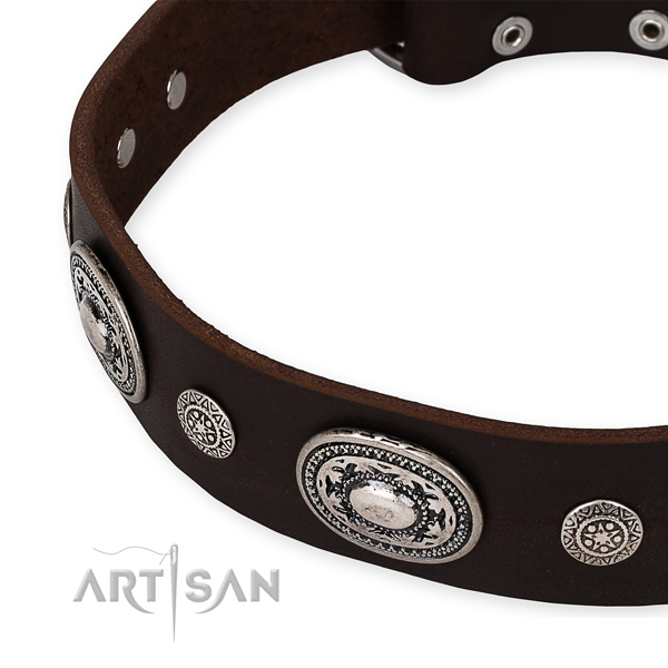 Best quality full grain natural leather dog collar made for your impressive pet
