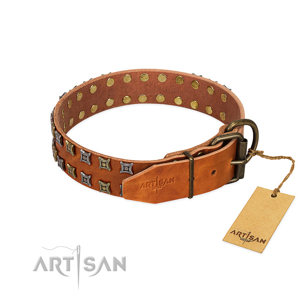 Best quality natural leather dog collar handmade for your dog