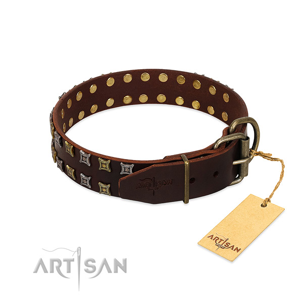 Flexible leather dog collar handcrafted for your dog