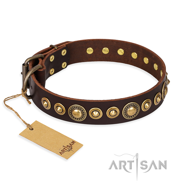 Gentle to touch genuine leather collar made for your doggie