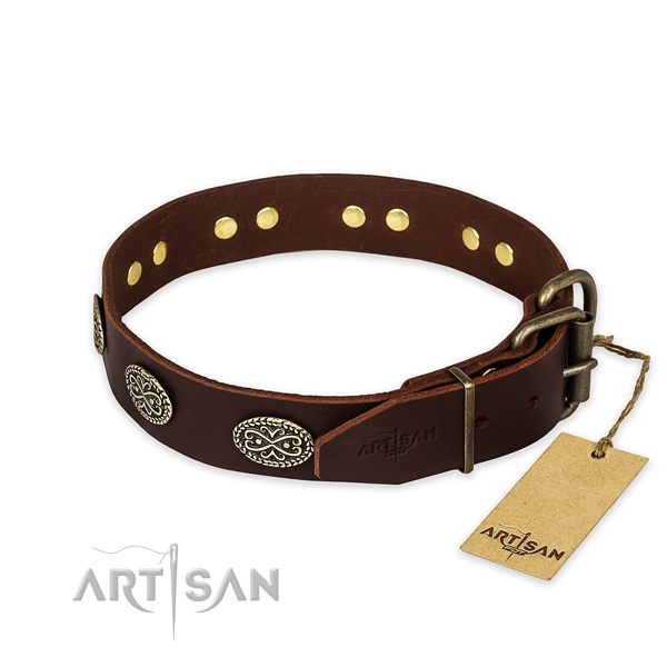 Durable fittings on full grain leather collar for your attractive pet