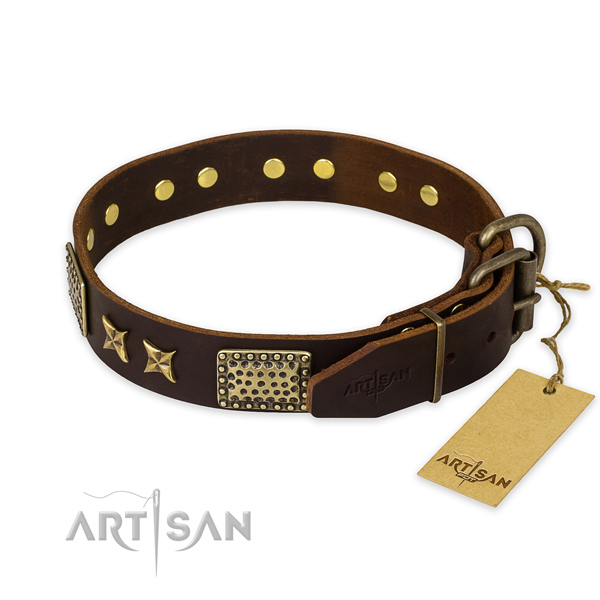 Durable hardware on leather collar for your impressive dog