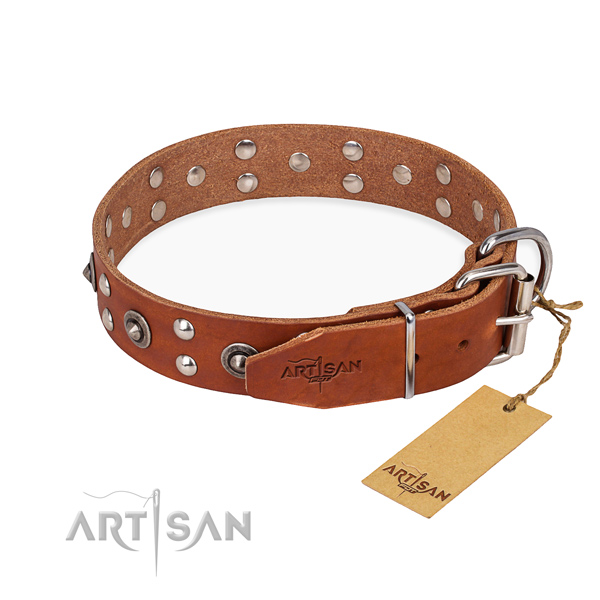 Strong fittings on full grain leather collar for your impressive pet