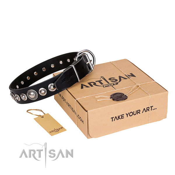 Top quality leather dog collar