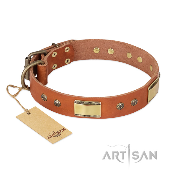 Comfortable full grain leather collar for your pet