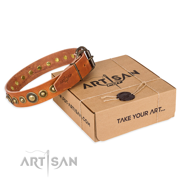 Soft leather dog collar created for comfortable wearing
