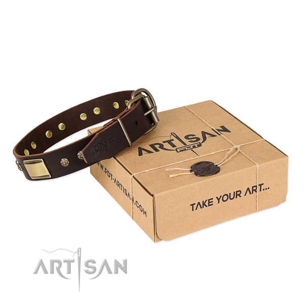 Comfortable leather collar for your lovely dog