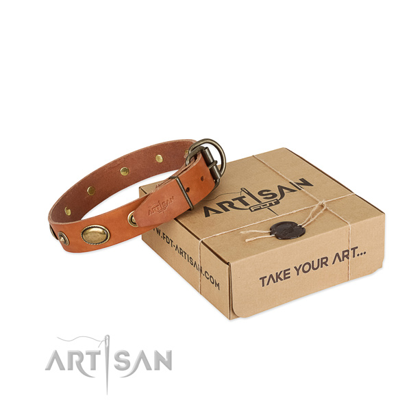 Top quality full grain leather collar for your lovely four-legged friend