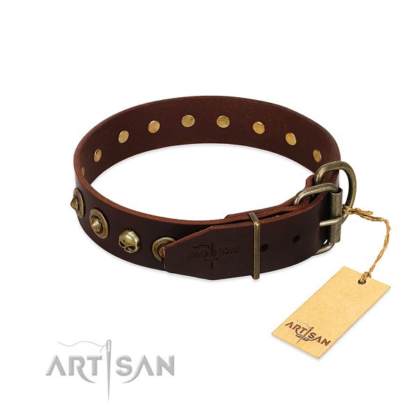 Full grain natural leather collar with amazing embellishments for your canine