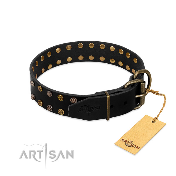 Natural leather collar with amazing studs for your canine